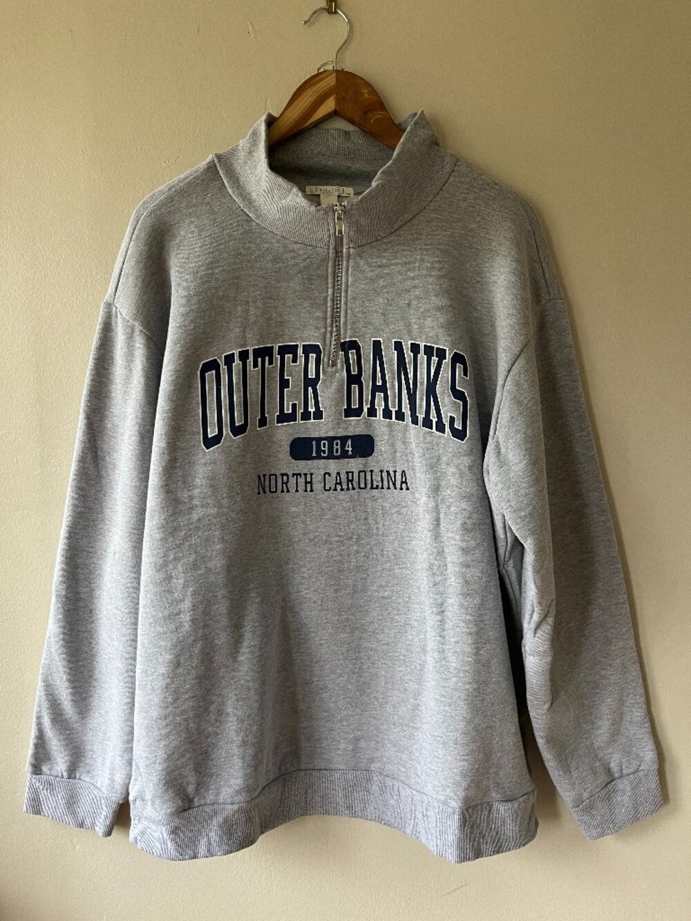 Tilly's Sz XXL Pullover Gray Half-Zip Outer Banks 1984 North Carolina Sweatshirt